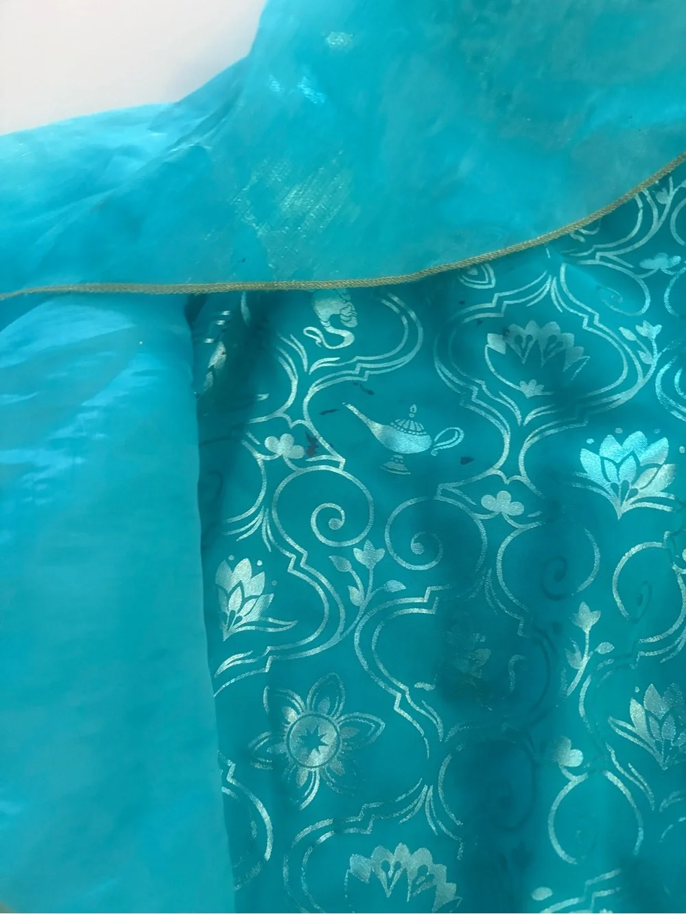 Disney Girls Jasmine Princess Costume, Size 7/8, Turquoise with Gold Trim